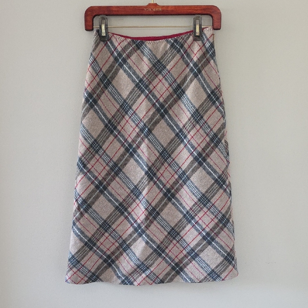 GAP A-Line Skirt in Tan, Gray, and Red Plaid